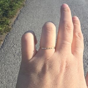 14K solid gold dainty baguette diamond band